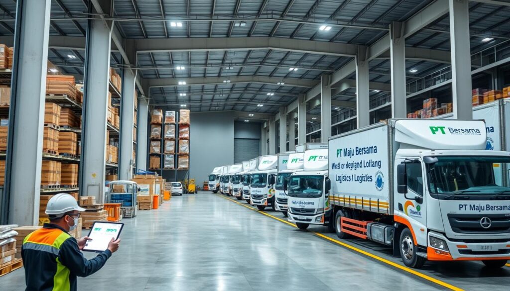 Gudang dan armada PT Maju Bersama yang menggunakan software logistik