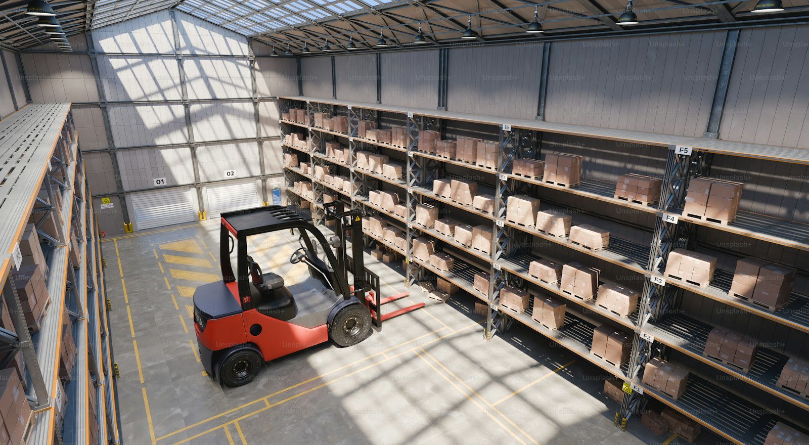 Forklift AI slotting optimization memindahkan barang di gudang logistik